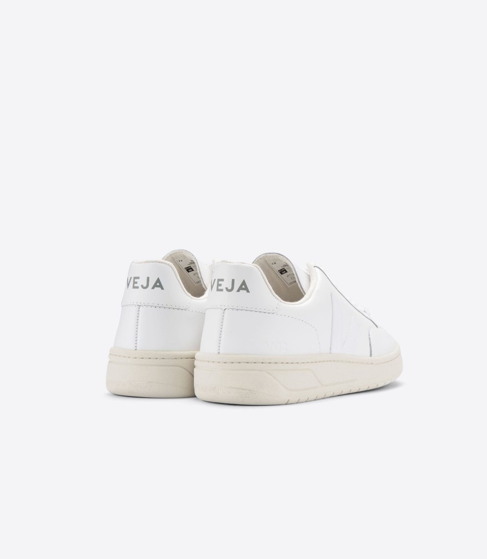 Veja Trainers Mens White - V-12 Leather - RQZA-74861